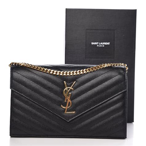 Yves Saint Laurent Monogram Chain Wallet, Black 